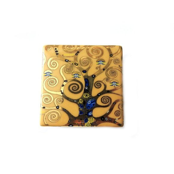 Gustav Klimt Tree of Life Porcelain Trinket Jewelry Box Pillbox Gold Gilt Spain - Picture 2 of 7